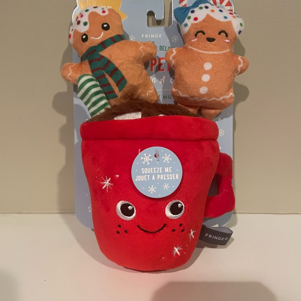Fringe Holiday Dog Toy Multipack Gingerbread Cookie Mug Christmas Squeaky Toys